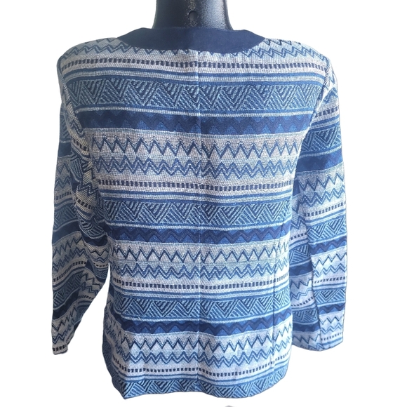 Le Grenier Blue and White Zippered Sweater Cardigan 16 - Picture 6 of 7